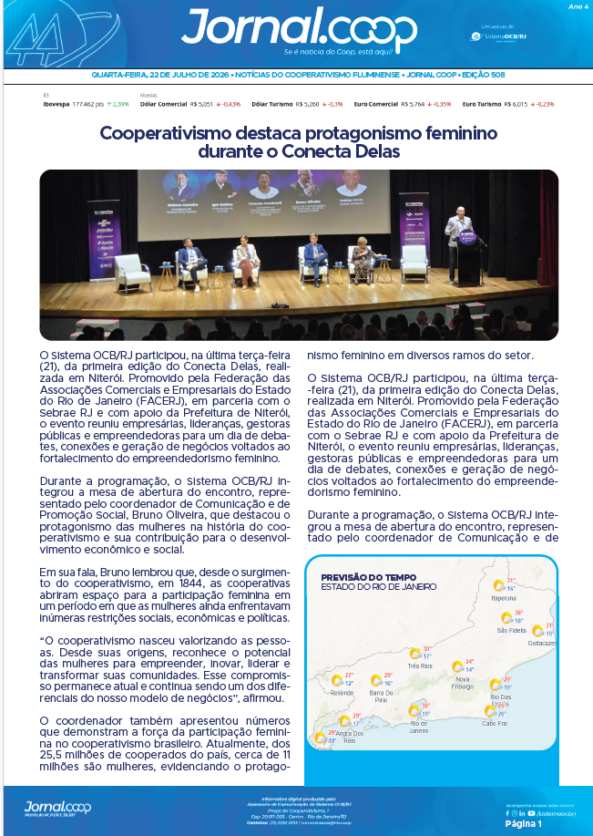 Jornal.Coop RJ – Edição 508 – Ano 4 – 22 de julho de 2026