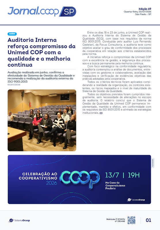 Jornal Sescoop/SP – Edição 069 – Ano 1 – SP – 1º de Julho de 2026