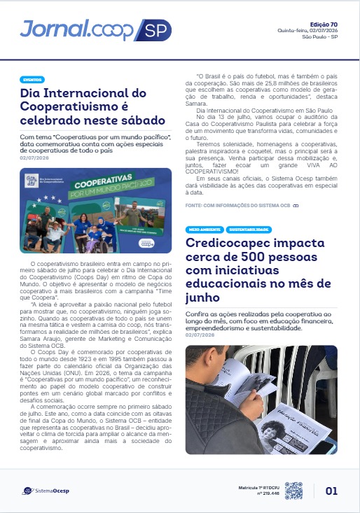 Jornal Sescoop/SP – Edição 070 – Ano 1 – SP – 2 de Julho de 2026