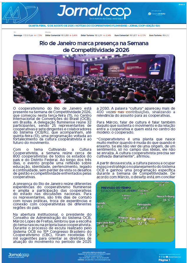 Jornal.Coop RJ – Edição 519 – Ano 4 – 12 de agosto de 2026