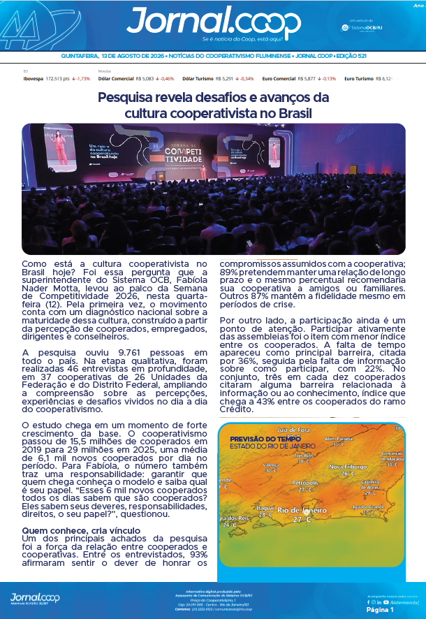 Jornal.Coop RJ – Edição 520 – Ano 4 – 13 de agosto de 2026