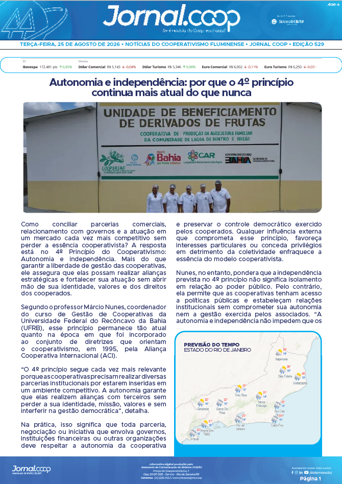Jornal.Coop RJ – Edição 529 – Ano 4 – 25 de agosto de 2026