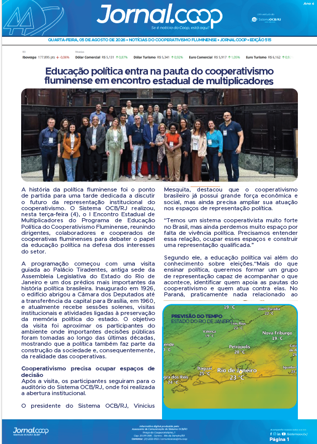Jornal.Coop RJ – Edição 515 – Ano 4 – 5 de agosto de 2026