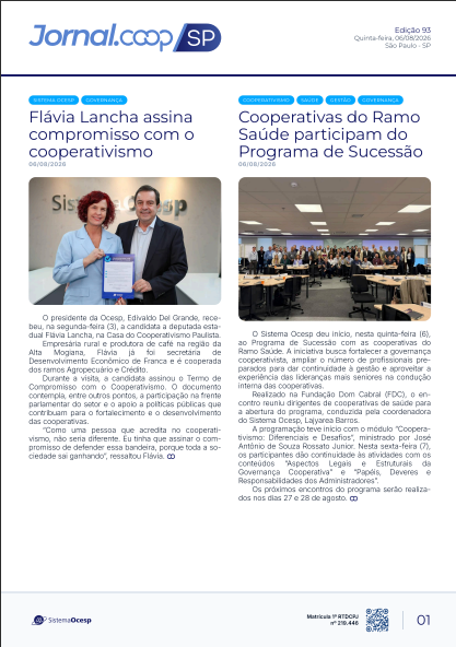 Jornal Sescoop/SP – Edição 093 – Ano 1 – SP – 06 de Agosto de 2026.