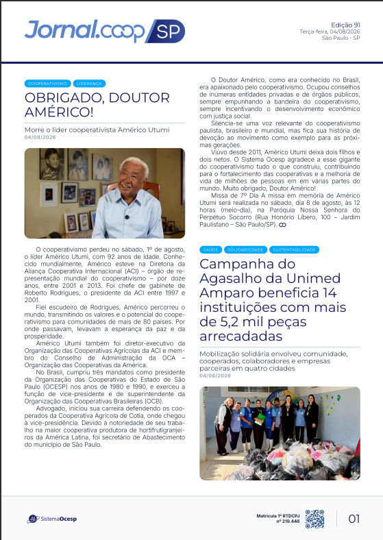 Jornal Sescoop/SP – Edição 091 – Ano 1 – SP – 04 de Agosto de 2026.