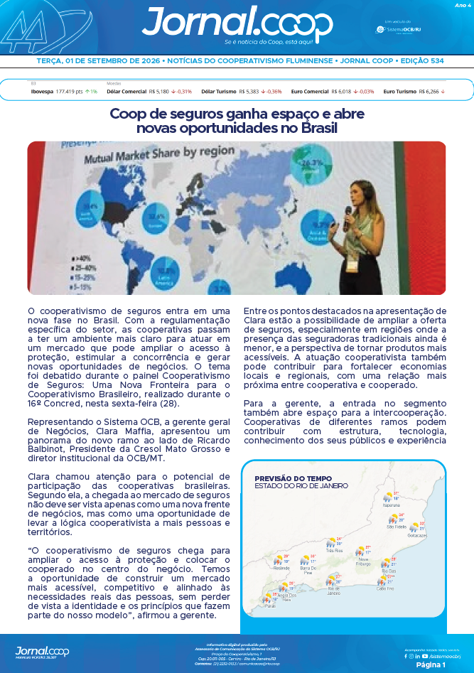 Jornal.Coop RJ – Edição 534 – Ano 4 – 1º de setembro de 2026