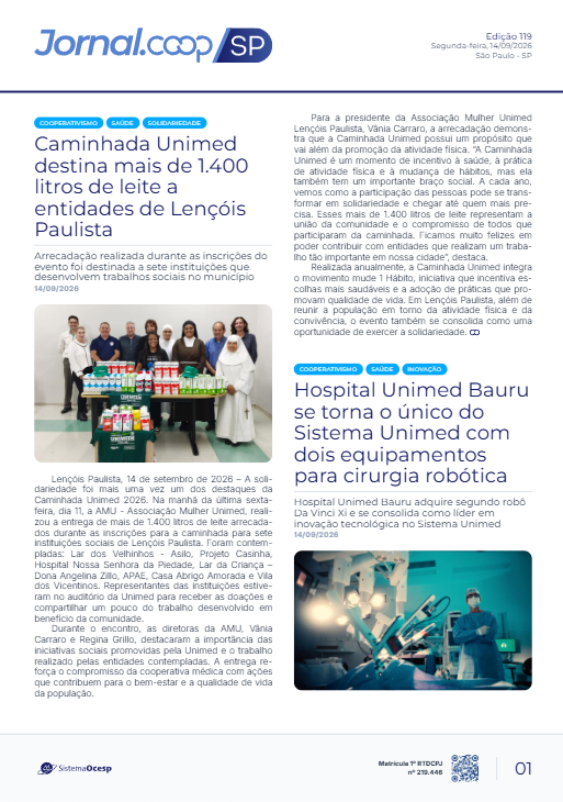 Jornal Sescoop/SP – Edição 119 – Ano 1 – SP – 14 de Setembro de 2026.