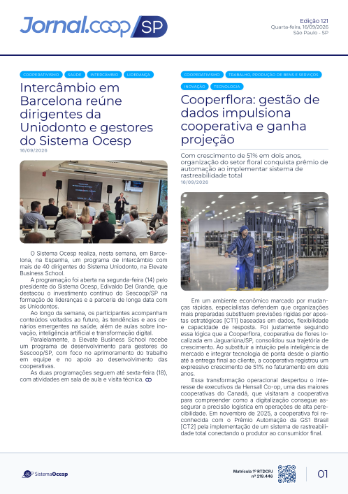Jornal Sescoop/SP – Edição 121 – Ano 1 – SP – 16 de Setembro de 2026.
