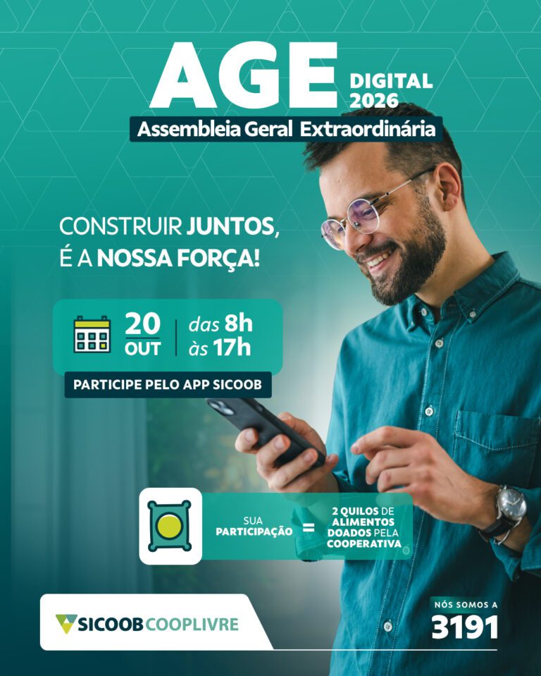 Sicoob cooplivre realizará assembleia geral extraordinária digital no próximo dia 20
