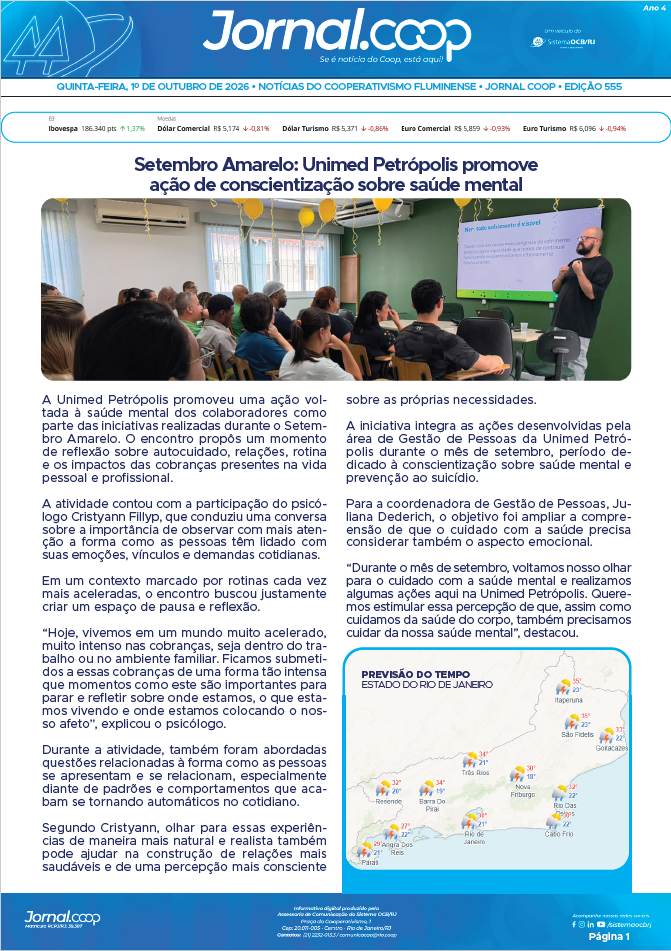 Jornal.Coop RJ – Edição 555 – Ano 4 – 1º de outubro de 2026