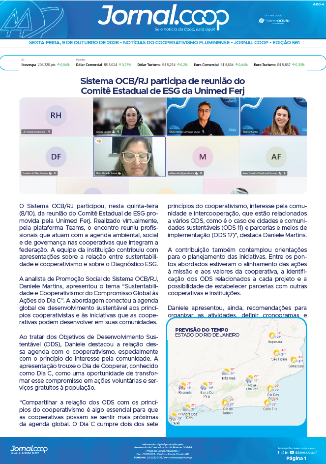 Jornal.Coop RJ – Edição 561 – Ano 4 – 9 de outubro de 2026