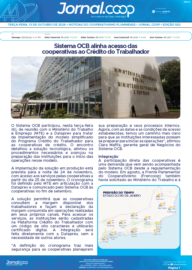 Jornal.Coop RJ – Edição 562 – Ano 4 – 13 de outubro de 2026
