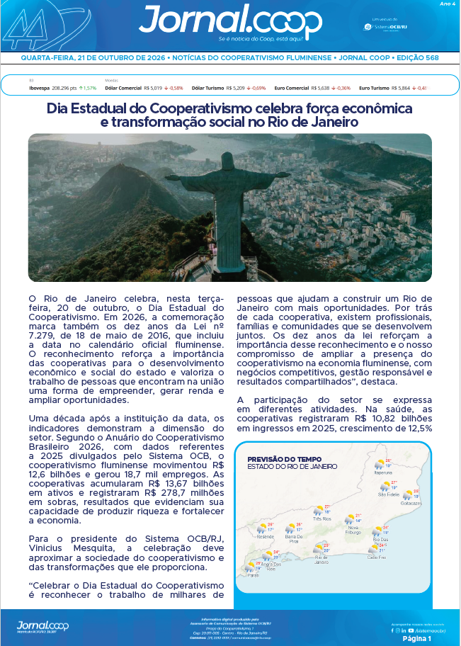 Jornal.Coop RJ – Edição 568 – Ano 4 – 21 de outubro de 2026