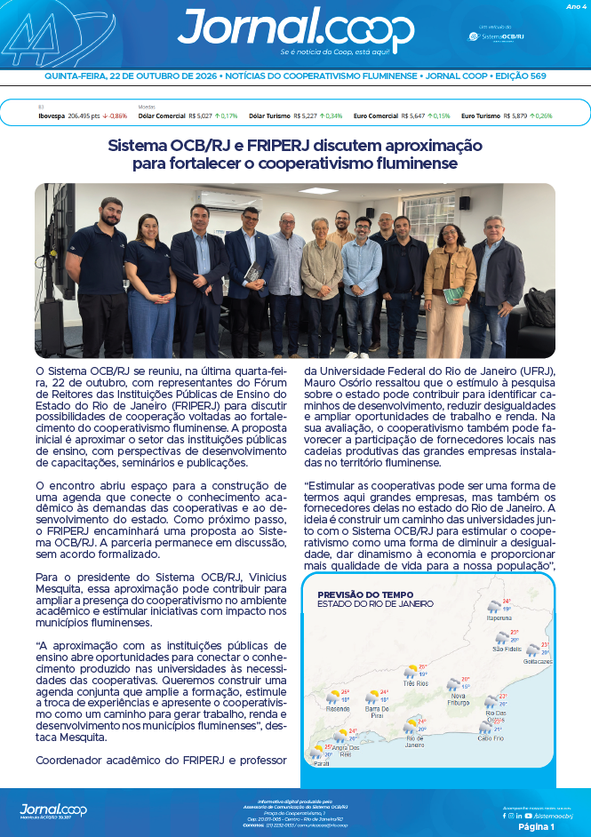 Jornal.Coop RJ – Edição 569 – Ano 4 – 22 de outubro de 2026
