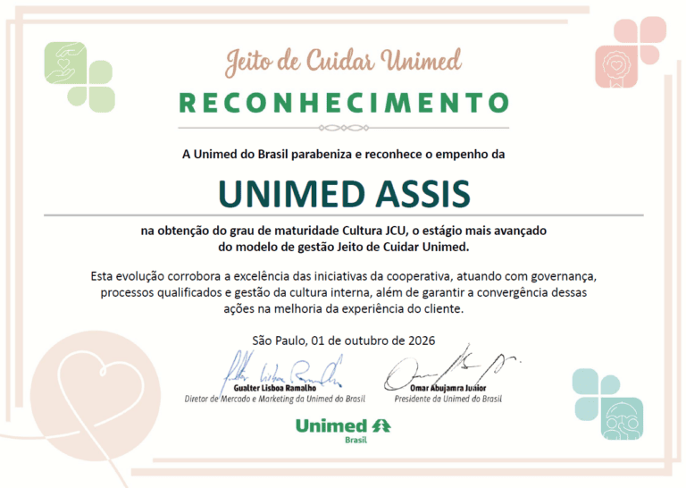 Unimed Assis alcança excelência no Jeito de Cuidar