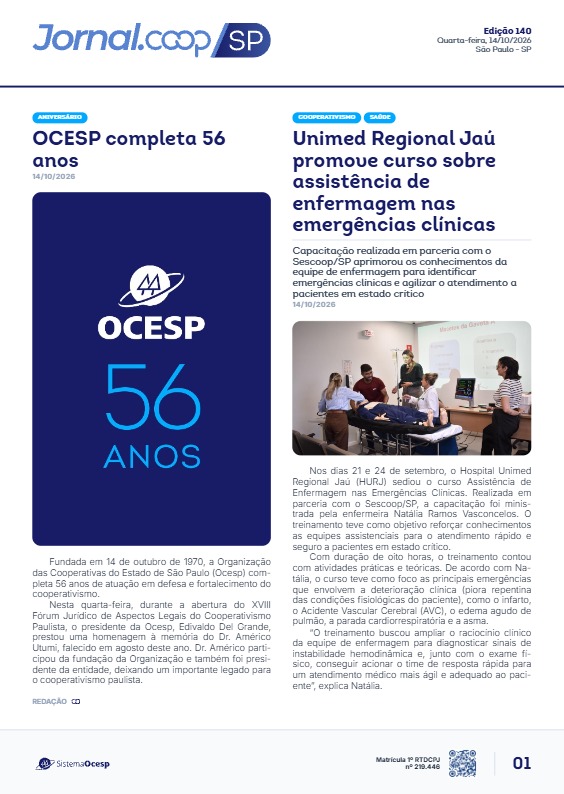Jornal Sescoop/SP – Edição 140 – Ano 1 – SP – 14 de Outubro de 2026.