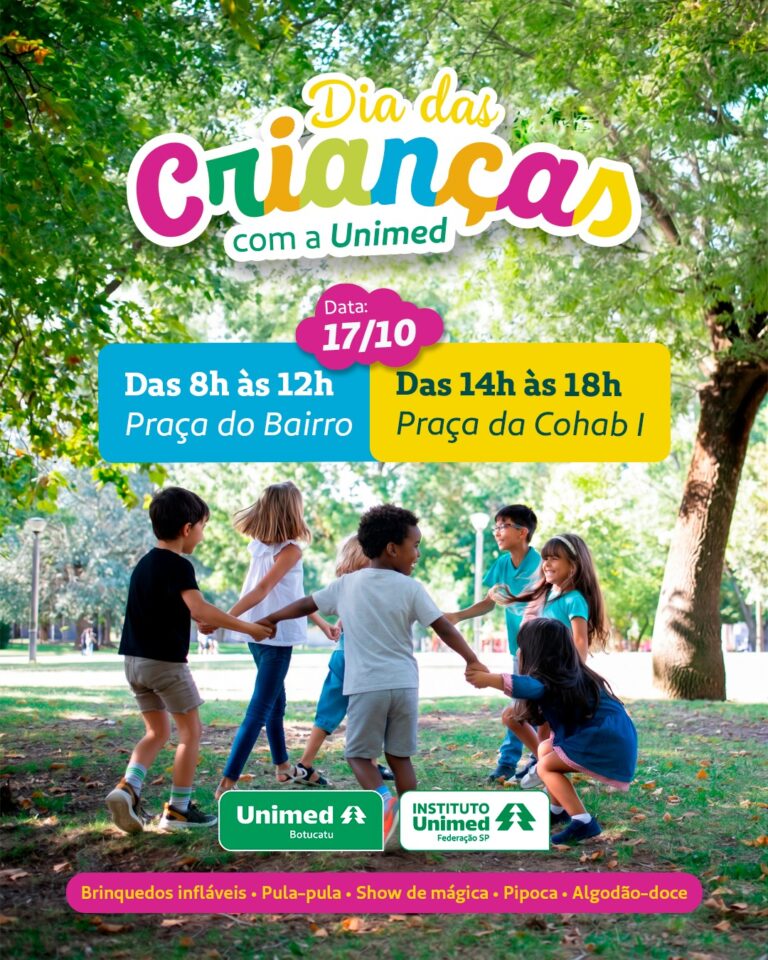 Unimed Botucatu convida as famílias para um sábado de muita diversão em comemoração ao Dia das Crianças