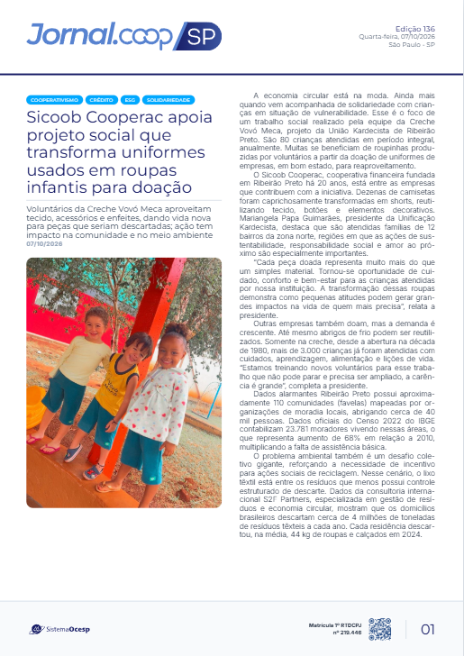 Jornal Sescoop/SP – Edição 136 – Ano 1 – SP – 07 de Outubro de 2026.